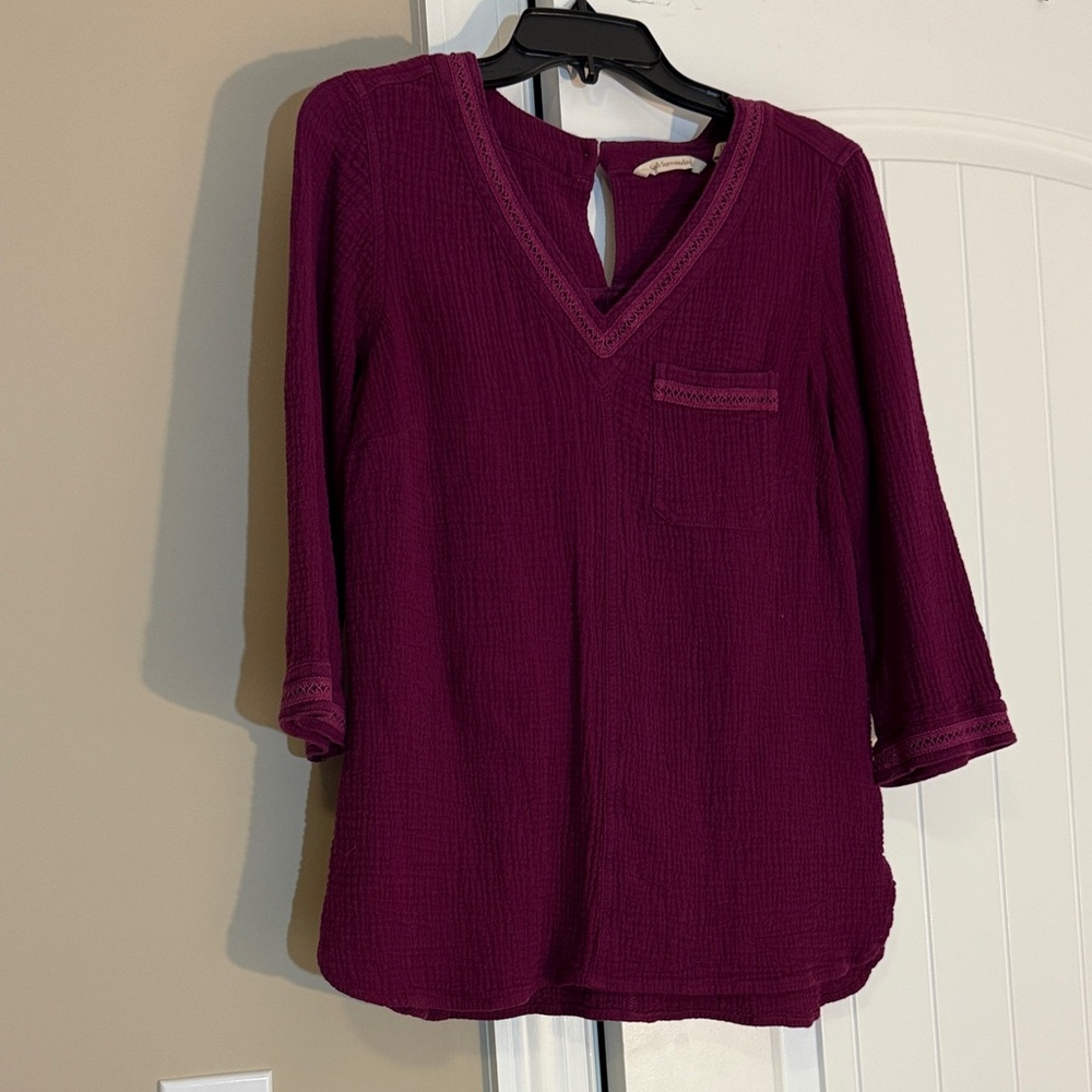 Soft Surroundings Deep Purple V-Neck Blouse